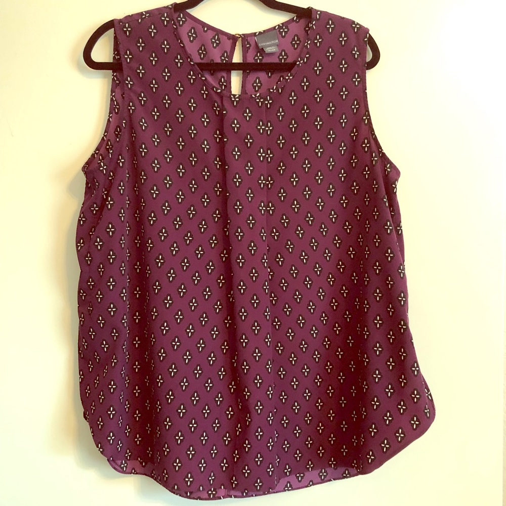 Eggplant Patterned Sleeveless Blouse